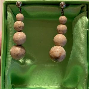 Vintage marble stone earrings with slight C shape